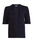 Barrie Fluttering Lace Crew-neck Cashmere Sweater