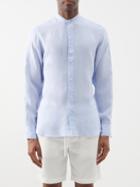 Frescobol Carioca - Jorge Stand-collar Linen-poplin Shirt - Mens - Light Blue