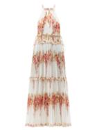 Matchesfashion.com Zimmermann - Mae Lace-up Side Floral-print Voile Maxi Dress - Womens - White Print