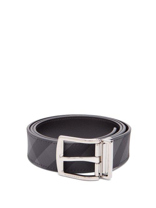 Matchesfashion.com Burberry - London Check Reversible Belt - Mens - Grey