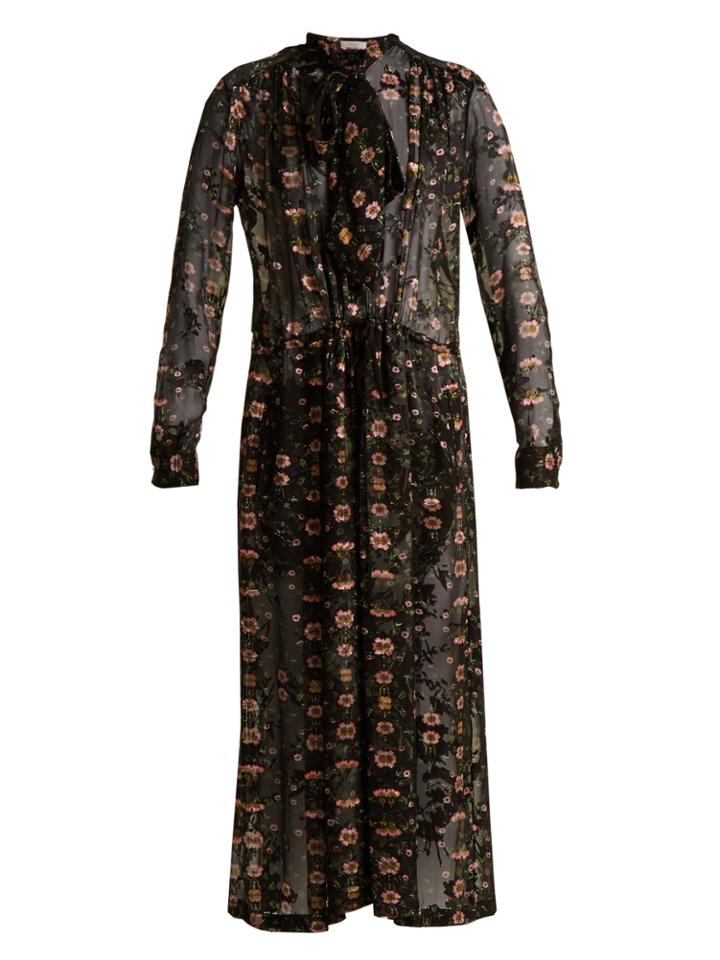 Preen By Thornton Bregazzi Abram Floral-print Satin-devor Midi Dress