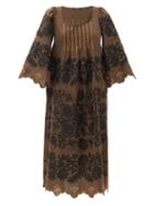 Matchesfashion.com Vita Kin - Mathilde Hand-embroidered Linen Dress - Womens - Brown Multi