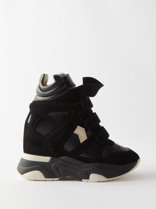 Isabel Marant - Balskee Suede And Leather Wedge Trainers - Womens - Black Multi