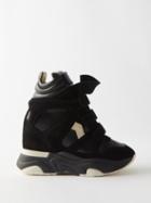 Isabel Marant - Balskee Suede And Leather Wedge Trainers - Womens - Black Multi