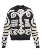 Aries - Body Paint-intarsia Faux-fur Sweater - Mens - Black