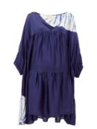 Matchesfashion.com Anaak - Airi Step-hem Tie-dye Silk Dress - Womens - Navy Print