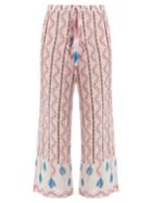 Le Sirenuse, Positano Viola Kantha Shell-print Wide-leg Silk Trousers