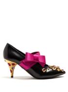 Prada Bow And Crystal-embellished Leather Pumps