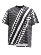 Matchesfashion.com Noma T.d. - Striped And Checked Cotton-jersey T-shirt - Mens - Black