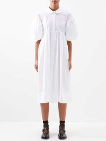 Simone Rocha - Puff-sleeve Cotton-poplin Midi Shirt Dress - Womens - White