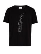 Matchesfashion.com Saint Laurent - Gunshot Print Crew Neck T Shirt - Mens - Black