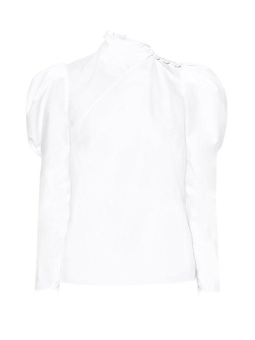 Matchesfashion.com Erdem - Cedric High-neck Puff-sleeve Poplin Blouse - Womens - White