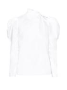 Matchesfashion.com Erdem - Cedric High-neck Puff-sleeve Poplin Blouse - Womens - White