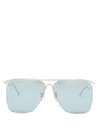Matchesfashion.com Balenciaga - Curve Reflective Navigator Metal Sunglasses - Mens - Blue