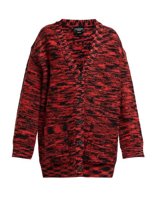 Matchesfashion.com Calvin Klein 205w39nyc - Oversized Space Dye Wool Cardigan - Womens - Black Red