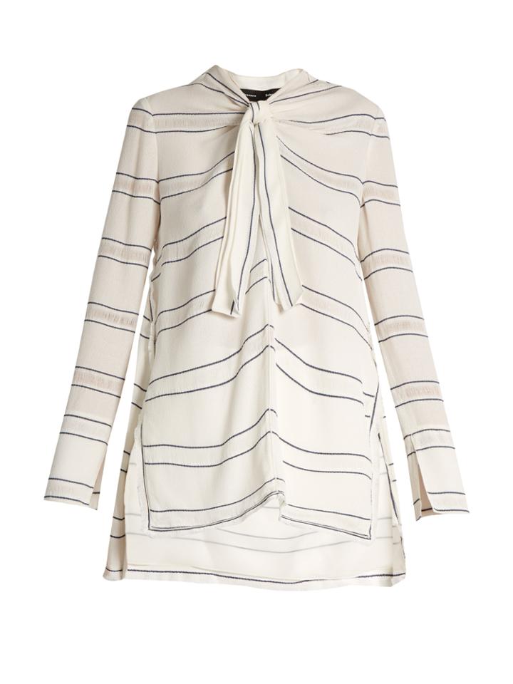 Proenza Schouler Tie-neck Pinstriped Stretch-crepe Blouse