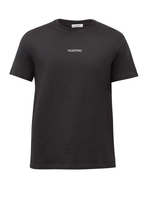 Mens Rtw Valentino - Logo-print Cotton-jersey T-shirt - Mens - Black