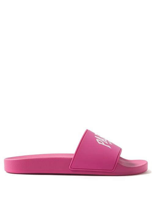 Balenciaga - Paris Logo-print Rubber Slides - Womens - Pink