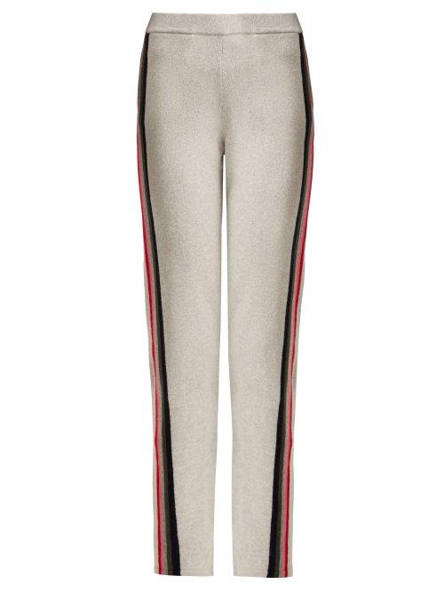 Matchesfashion.com Allude - Intarsia Stripe Wool Blend Track Pants - Womens - Grey Multi