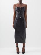 16arlington - Velo Bandeau Leather Midi Dress - Womens - Black