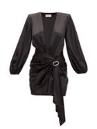Matchesfashion.com Alexandre Vauthier - Deep V-neck Satin Short Dress - Womens - Black