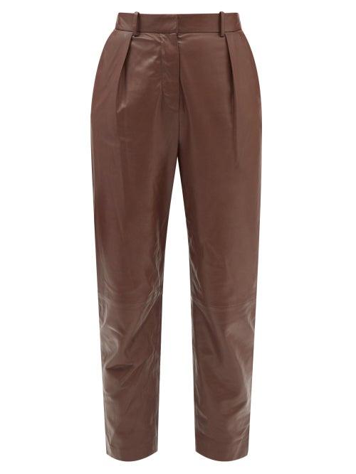 Altuzarra - Sidney High-rise Leather Straight-leg Trousers - Womens - Burgundy