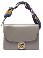 Matchesfashion.com Gucci - Gg Ring Silk Scarf Handle Leather Bag - Womens - Grey