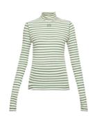 Matchesfashion.com Loewe - Striped High-neck Jersey Top - Womens - Green Stripe