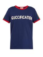 Guccification Web-striped Cotton T-shirt