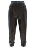 Matchesfashion.com Alexander Mcqueen - High-rise Leather-panel Denim Trousers - Womens - Black Blue