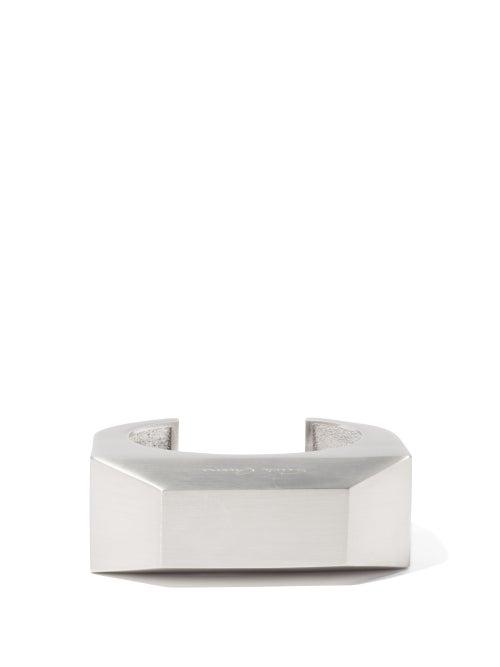 Matchesfashion.com Rick Owens - Iconic Logo-engraved Cuff - Mens - Silver
