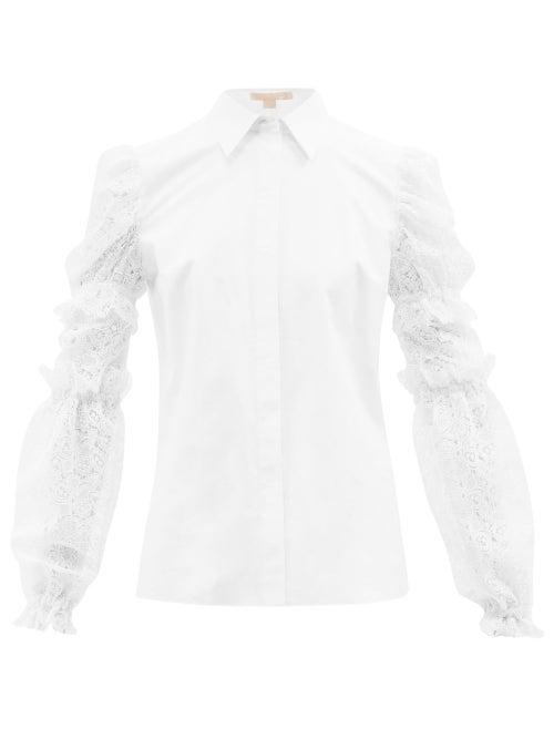 Brock Collection - Tanvi Lace-sleeve Cotton-poplin Shirt - Womens - White