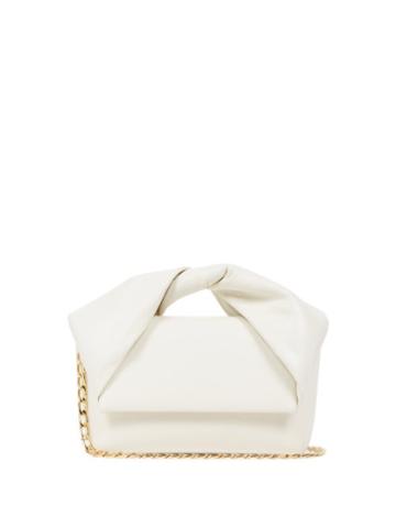 Jw Anderson - Twister Leather Shoulder Bag - Womens - White
