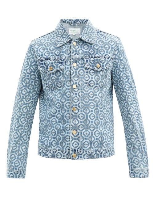 Matchesfashion.com Casablanca - Monogram-print Denim Jacket - Mens - Blue