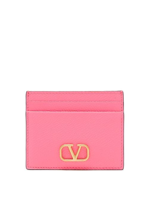 Valentino Garavani - V-logo Leather Cardholder - Womens - Pink