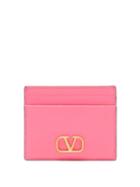 Valentino Garavani - V-logo Leather Cardholder - Womens - Pink