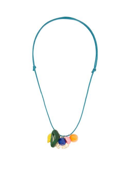 Matchesfashion.com Aurlie Bidermann - Roudoudou Lacquered Shell Cord Necklace - Womens - Blue