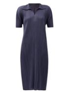 Matchesfashion.com Pleats Please Issey Miyake - Monthly Colours Tech-pleated Dress - Womens - Navy
