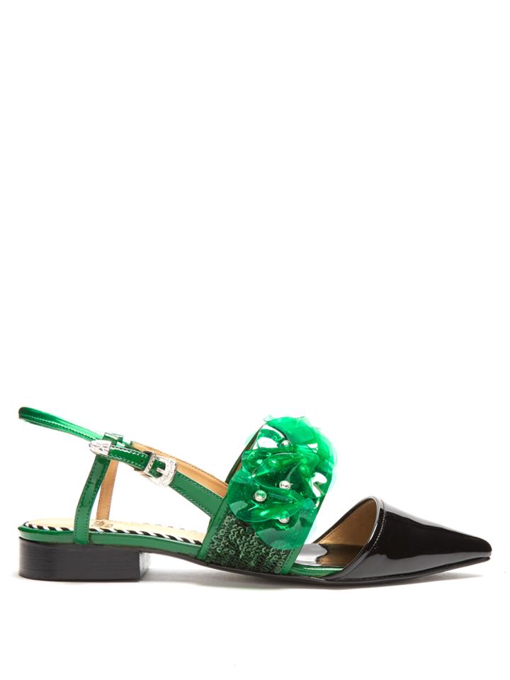 Toga Point-toe Embellished Leather Flats