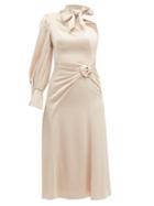 Matchesfashion.com Peter Pilotto - Tie Neck One Shoulder Satin Dress - Womens - Nude