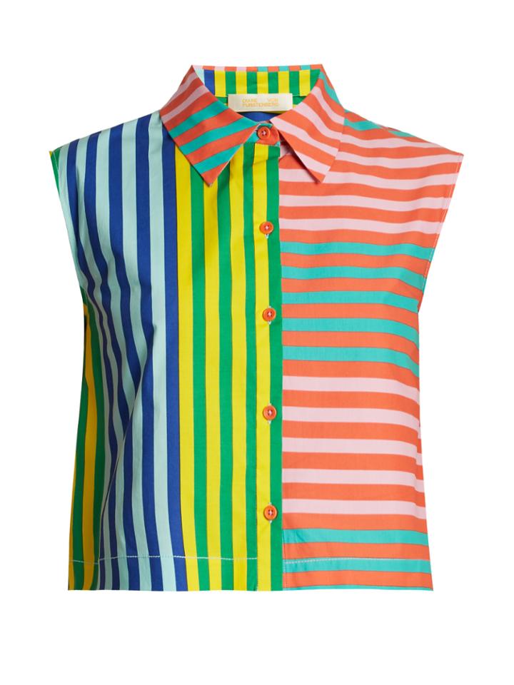 Diane Von Furstenberg Striped Stretch-cotton Top
