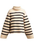 Matchesfashion.com Khaite - Molly Striped Roll Neck Cashmere Sweater - Womens - Blue White