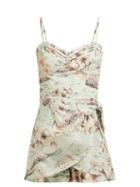 Matchesfashion.com Zimmermann - Wayfarer Hawaiian Print Linen Playsuit - Womens - Light Green