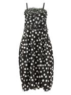 Matchesfashion.com Lee Mathews - Cherry Polka-dot Silk And Cotton Midi Dress - Womens - Black White