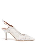 Malone Souliers - Marion 85 Lace Slingback Pumps - Womens - White