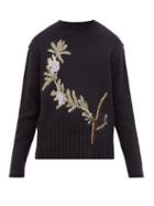 Matchesfashion.com Jacquemus - Rosemary Jacquard Wool Blend Sweater - Mens - Navy