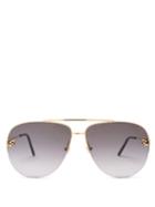 Matchesfashion.com Cartier Eyewear - Core Aviator Metal Sunglasses - Womens - Grey Gold
