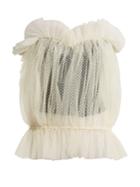 Natasha Zinko Flocked Polka-dot Gathered Strapless Top