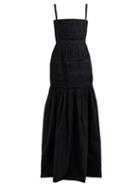 Matchesfashion.com Brock Collection - Olinda Gathered Cotton Gown - Womens - Navy
