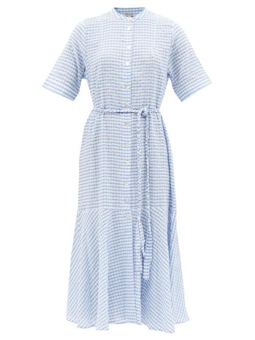 Belize - Geneva Check Seersucker Shirt Dress - Womens - Blue